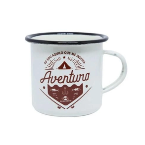 imagem de Caneca Esmaltada para Café Eu Sou Aquilo que me Inspira Creme - Guepardo