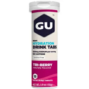 imagem de Gu Hydration Drink Tabs  Tri-berry em Tubo Eletrólitos e Caboidratos com 12 pastilhas  - Gu Energy